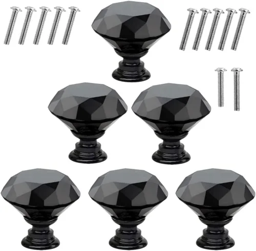 Vista 16 de Akstore 6 pomos de cristal para gabinetes de 1.18 pulgadas (1.181 in) con forma de diamante, para cajones de cocina, aparador, armario, tiradores