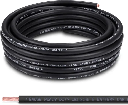 Vista 32 de Cable de batería calibre 1/0, 10 pies rojo + 10 pies negro, 1/0 AWG, alambre de cobre puro, cable de soldadura, para automotriz, batería, solar