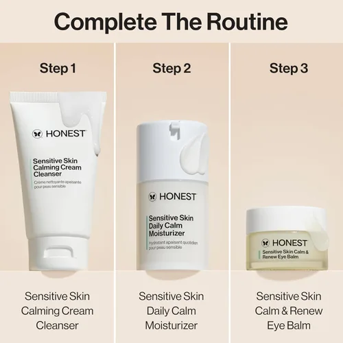 Vista 6 de Honest Beauty Sensitive Skin Calm Renew Bálsamo para ojos, hidratante, reafirmante, hipoalergénico, sin fragancia, vegano, 0.5 onzas