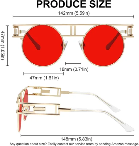 Vista 4 de MEETSUN Gafas de sol redondas estilo gótico steampunk para mujeres y hombres, marco de metal