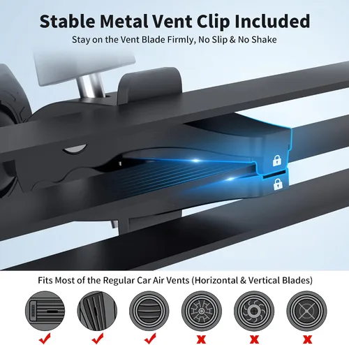 Vista 6 de PROfezzion - Soporte magnético para teléfono con ranura para CD para iPhone MagSafe Vent Clip Included, No Vibrating, Powerful Magnets Compatible