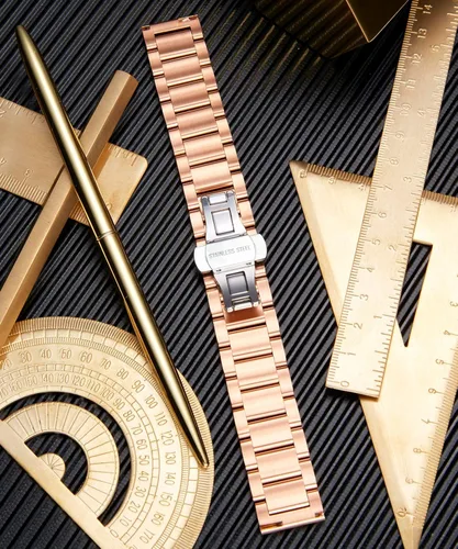 Vista 6 de BINLUN Thick Stainless Steel Watch Band Metal Heavy Polished Matte Brushed Finish Watch Strap Replacement for Men Women