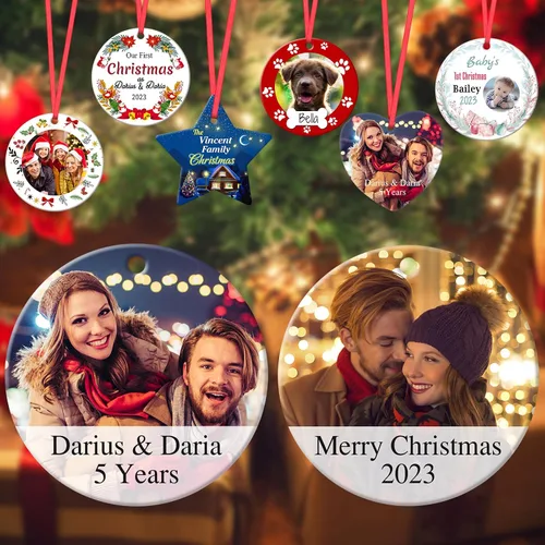 Vista 10 de Adornos de Navidad personalizados para la familia 2023, personaliza tus propios adornos de apellido para Navidad, decoración de árbol colgante