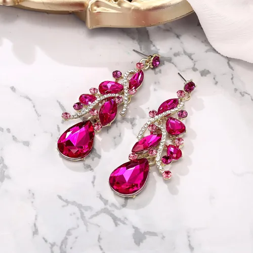 Vista 6 de BriLove Aretes colgantes de cristal bohemio bohemio para mujer con múltiples lágrimas de filigrana