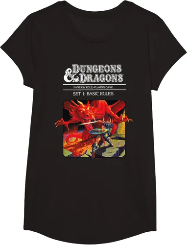 Vista 5 de Dungeons & Dragons Vintage Basic Rules Cover T-Shirt Small Negro