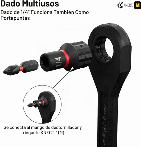 Vista 6 de Klein Tools 65400 KNECT Juego de 15 piezas de pasadores de enchufe, juego de enchufes de impacto SAE con estuche MODbox, enchufes, puntas