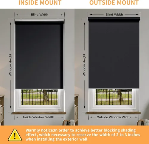 Vista 2 de Persianas enrollables opacas sin cordón para oscurecer la habitación, con sistema de resorte, protección UV, persianas de puerta, para hogar y Negro