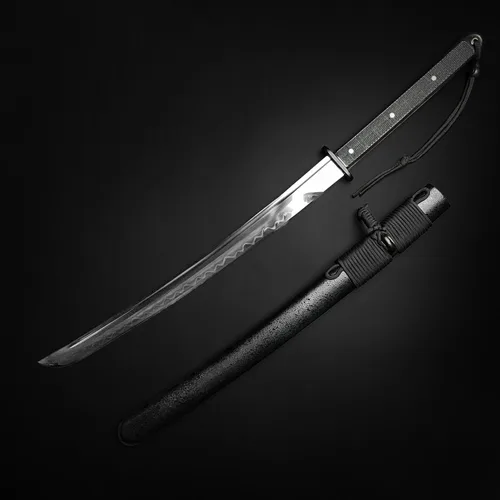 Vista 3 de Mushashi - Espada wakazashi táctica moderna – Espada katana forjada a mano – Espada Samurai – Hoja de acero de alto carbono 1060 – Armas