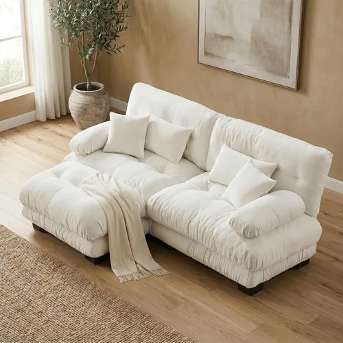 Vista 104 de Juego de sofá modular con asiento profundo de 94.4", tela de chenilla, loveseat seccional moderno para sala de estar, cómodo loveseat de felpa tipo