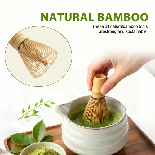 Vista 5 de Soeos Juego de batidor de matcha, kit de 7 piezas de cerámica matcha, incluye cuenco matcha, batidor de bambú (Chasen), cuchara (chashaku), tamiz