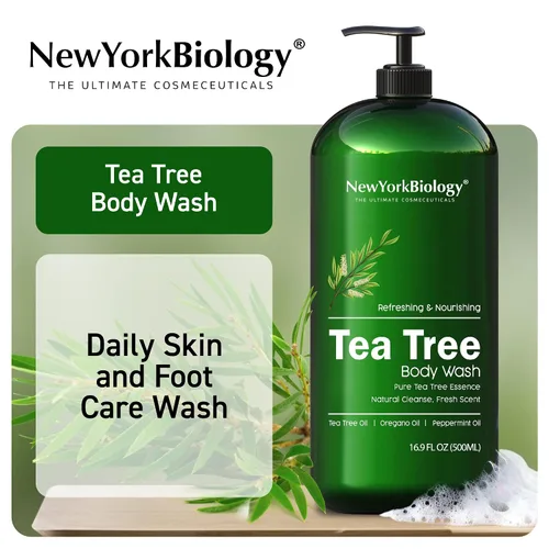Vista 3 de New York Biology Jabón de árbol de té para hombres y mujeres - Jabón corporal hidratante ayuda a calmar la piel - Limpiador refrescante e hidratante