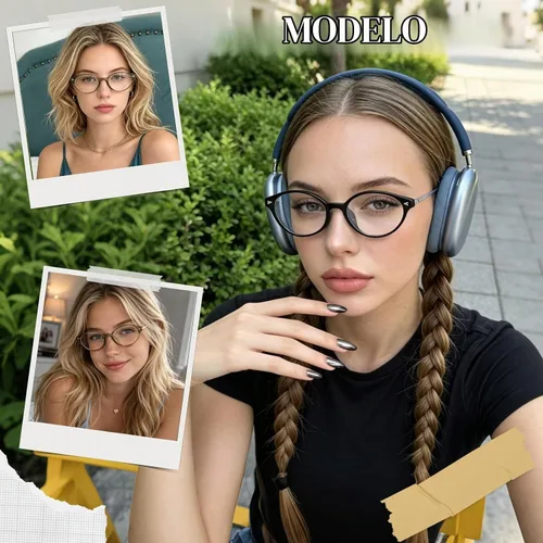 Vista 3 de Dollger Gafas de luz azul para mujer, gafas vintage con marco ovalado pequeño