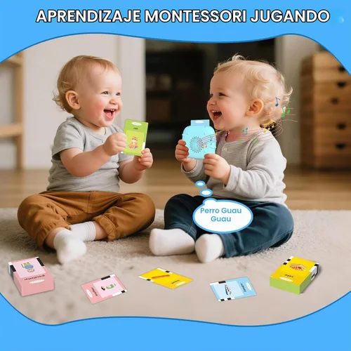 Vista 2 de Tarjetas flash parlantes para niños y niñas de 1, 2, 3, 4, 5 años, dispositivo de aprendizaje sensorial de idiomas con 224 palabras visuales
