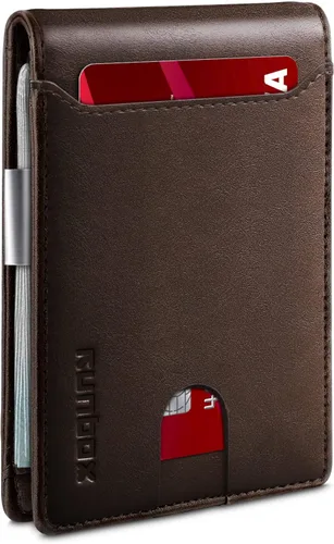 Vista 115 de RUNBOX - Carteras delgadas para hombre, cartera de piel con pinza para el dinero, cartera de bolsillo frontal con bloqueo RFID, tarjetero