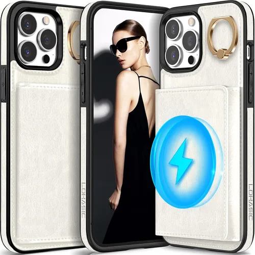 Vista 14 de LOHASIC Funda tipo cartera para iPhone 12 Pro Max, soporte para 6 tarjetas, parte trasera magnética desmontable, compatible con Mag-Safe, funda