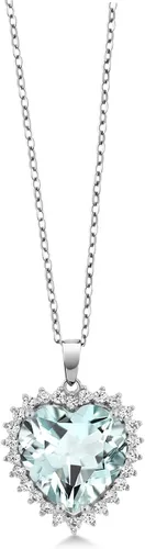 Vista 9 de Gem Stone King Collar de corazón de plata de ley 925 Collar con colgante de halo de amor para mujer 1/2 pulgada con cadena de plata