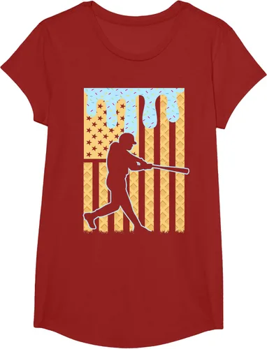 Vista 84 de Camiseta de béisbol Drip Boys Dripping Ice Cream Baseball American Flag, Negro -, Pequeña