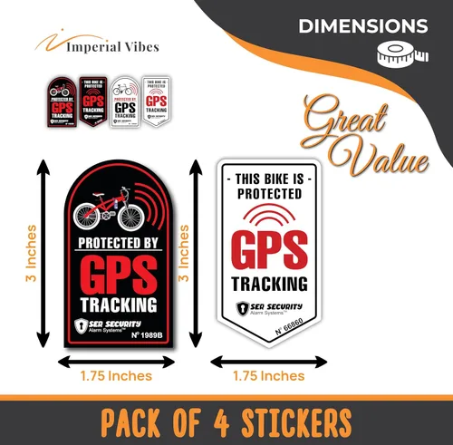 Vista 2 de IMPERIAL VIBES Adhesivo de seguimiento GPS de advertencia – Adhesivo de vinilo para automóvil, camioneta y SUV – Uso al aire libre para bicicleta