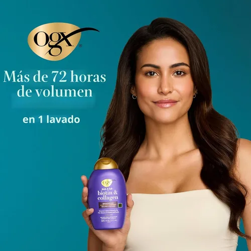 Vista 2 de Champú Organix Thick and Biotin completo y con colágeno, de 13 onzas