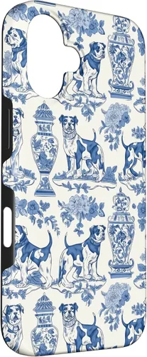 Vista 3 de Chinoiserie Dog Blue Toile Ginger Preppy Grandmillennial - Carcasa para iPhone 16