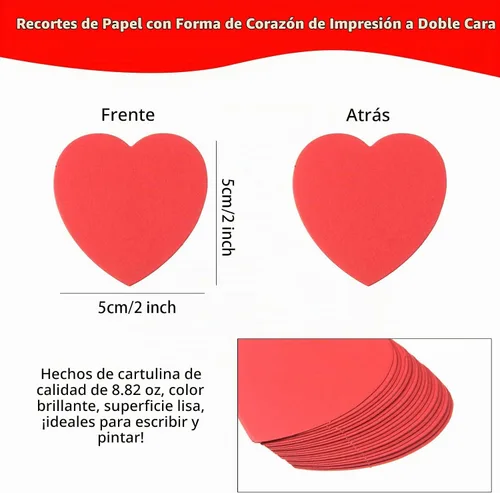 Vista 2 de 360 piezas de recortes de corazón pequeños con forma de corazón de papel de 2 pulgadas, confeti de corazones rojos de San Valentín, troqueles