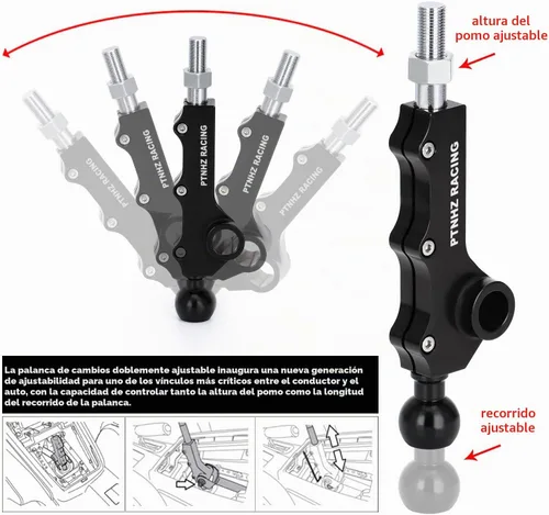 Vista 2 de Cambio corto ajustable doble para Subaru Impreza WRX Legacy Outback Negro