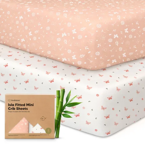 Vista 28 de Sábanas ajustadas para Pack and Play - Paquete de 2 sábanas mini para cuna para Pack N Play, colchón 38x26, ropa de cama suave y acogedora