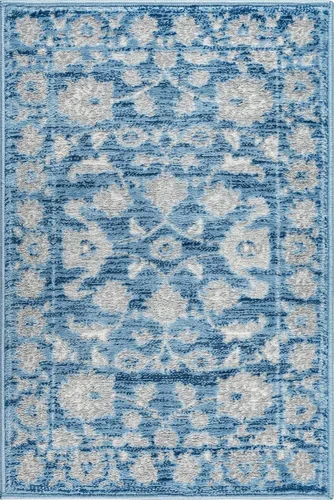 Vista 11 de Unique Loom Boston Collection - Alfombra rectangular de 2 x 3 pies y 1 pulgada, color azul y marfil