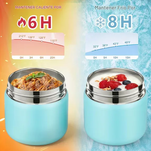 Vista 5 de Lonchera Bento para niños con termo de sopa de 8 onzas, 2 recipientes de alimentos a prueba de fugas, una bolsa de almuerzo, tarro de comida