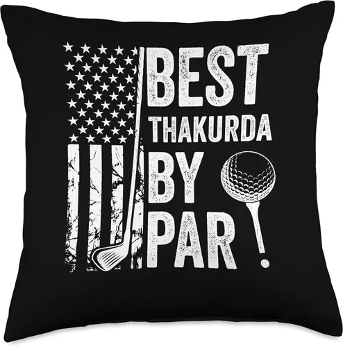 Vista 4 de Best Dad By Par Golfing Apparel by AlphaONE Best Thakurda by Par USA Flag Father's Day Golfing Dad Throw Pillow, 16x16, Multicolor