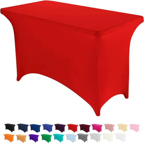 Vista 14 de Peomeise - Funda de mesa de elastano de 4 pies, mantel rectangular elástico de elastano (verde manzana, 4 pies)