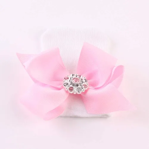 Vista 5 de upeilxd Newborn Hospital Hat Infant Baby Hat Caps with Bow Soft Cute Nursery Beanie Hat