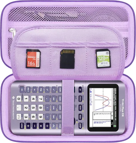 Vista 10 de BOVKE Funda rígida para calculadora de colores Texas Instruments TI-84 Plus CE, TI-84 Plus/TI-83 Plus CE, bolsillo con cremallera adicional para Azul