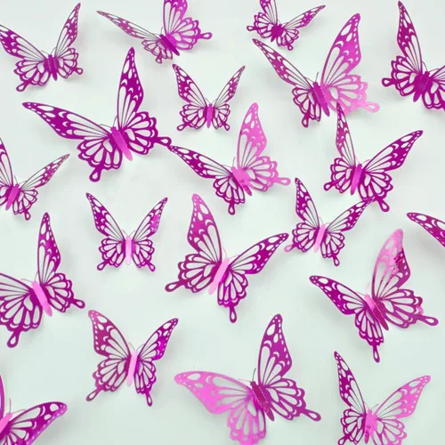 Vista 9 de Calcomanías de pared de mariposa 3D, decoraciones de mariposa para cumpleaños, bodas, fiestas, decoraciones de mariposas para decoración de sala
