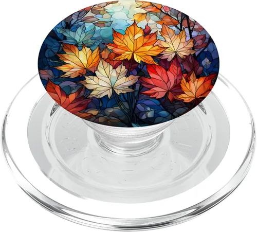 Vista 8 de Hojas de arce otoñales de estilo abstracto PopSockets PopGrip estándar