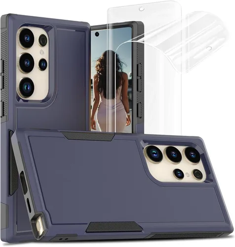 Vista 10 de Jeylly Funda para Samsung Galaxy S10 Plus S10+, ajuste delgado, doble capa, resistente, absorción de golpes, TPU con carcasa trasera de Negro