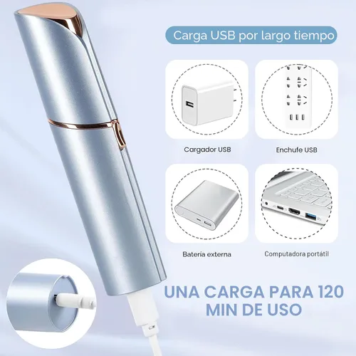 Vista 6 de innobeaut Depilación facial para mujeres, removedor de vello facial eléctrico sin dolor para cara, labios, barbilla con USB recargable, azul
