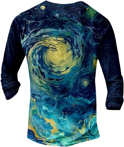 Vista 2 de MARSVOVO Camisetas gráficas para hombre, camisetas Henley con estampado de moda, holgadas, casuales, ligeras, para entrenamiento, suaves, vintage