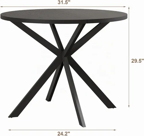 Vista 2 de ChooChoo - Mesa de comedor redonda de 31.5 pulgadas para 2 Negro