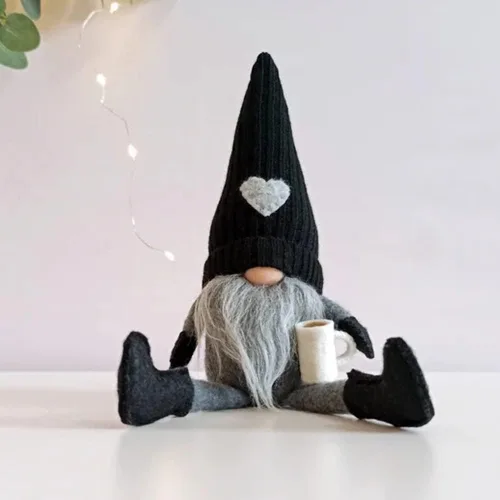 Vista 6 de MALOKI Paquete de 2 gnomos de café, decoración de cafetería, gnomos hechos a mano, gnomos escandinavos suecos Tomte, decoración para el hogar B