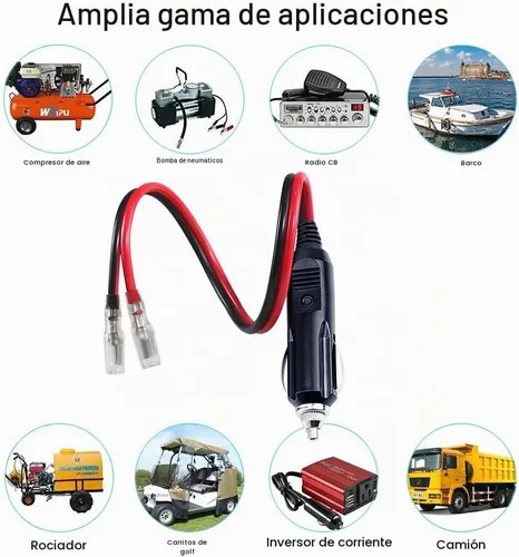 Vista 3 de [1 PAQUETE] Enchufe Macho de Encendedor de Cigarrillos de Repuesto de 12 Voltios con Cables - Adaptador de Coche Kit de Cargador de Batería DC