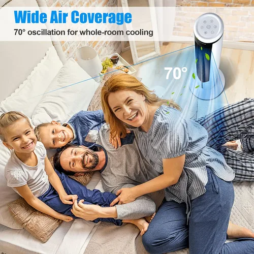 Vista 5 de COSTWAY Enfriador de aire evaporativo, enfriador de aire oscilante portátil de 41 pulgadas con control remoto, 3 modos, 3 velocidades, pantalla LED
