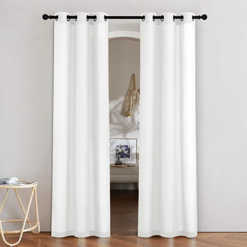 Vista 170 de NICETOWN - Cortinas de lino angora para ventana de cocina sobre el fregadero, con ojales, lino grueso angora, tratamientos cortos para ventanas