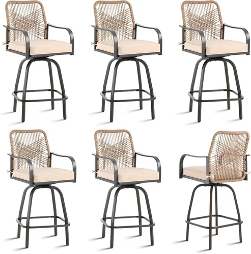 Vista 12 de Outdoor Bar Stools Set of 2, 27" Metal High Top Patio Chairs, Charcoal Grey