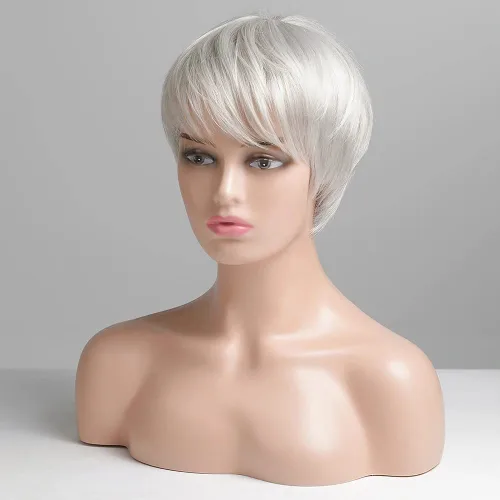 Vista 2 de FCHW - Pelucas de pelo corto para mujer, corte Pixie, pelucas brasileñas, corte Pixie para mujer, pelucas cortas con flequillo, peluca en capas