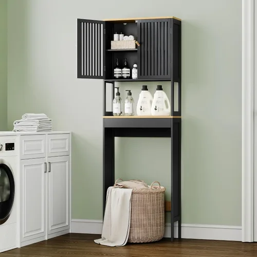Vista 7 de Gabinete de almacenamiento sobre el inodoro de 24" x 70" con puertas Negro