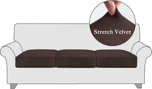 Vista 2 de StangH Fundas de cojín para sofá, 3 piezas, terciopelo elástico, protector para sofá, apto para mascotas, fundas de sofá para silla/sofá biplaza