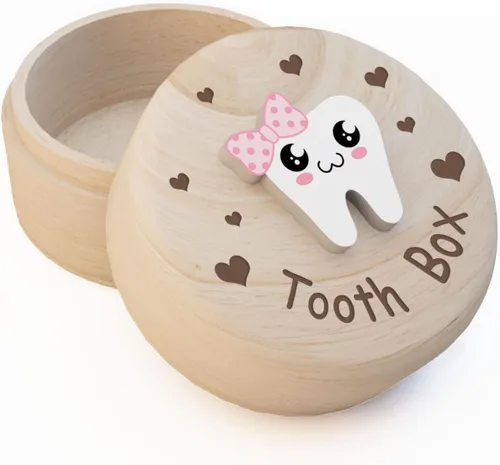 Vista 13 de Caja de hadas de dientes para niñas con bolsa de fiary bonita caja de madera tallada 3D Dientes perdidos para niños, recuerdo de dientes caídos