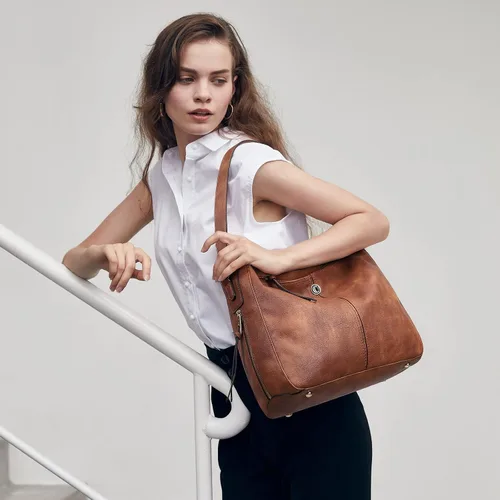 Vista 2 de CLUCI Bolsos de mano para mujer de cuero vegano, bolso bandolera grande de moda, bolso al hombro, el mejor regalo para ella