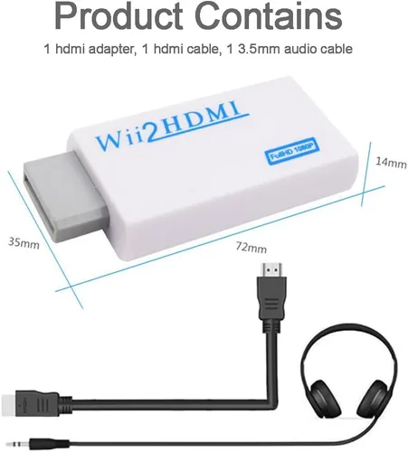 Vista 2 de JIUHCORY Convertidor Wii a HDMI, consola de juegos Wii conectada a monitor de TV de alta definición, por lo que HDMI Upscale a 720p o 1080p salida